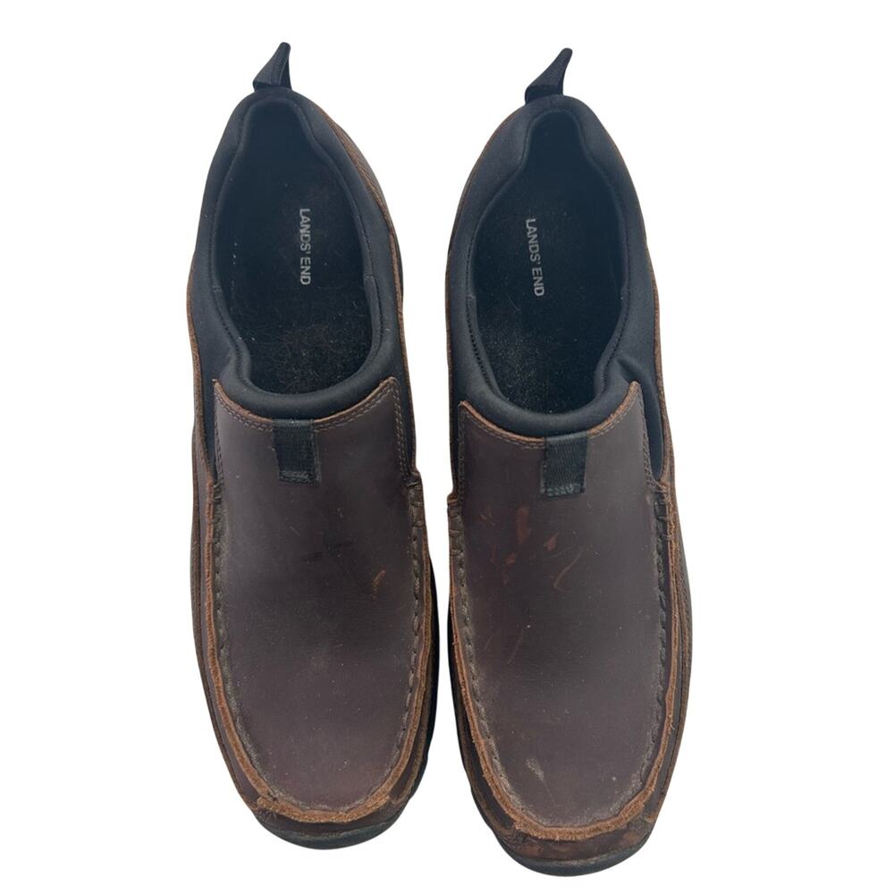 Lands' End Men's Brown All-Weather Leather Slip-On Shoes Size 11D
